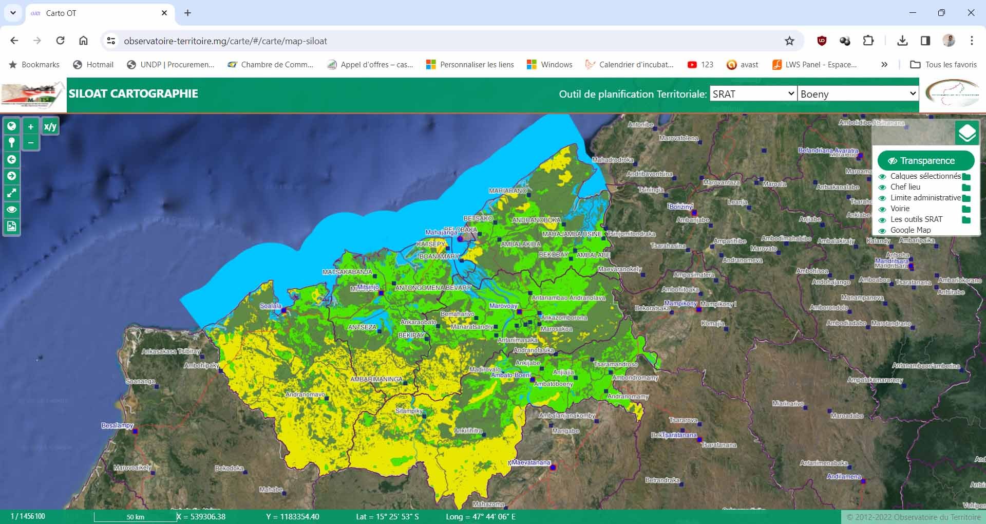 Schéma d'aménagement du territoire région Boeny, publié sur webmapping